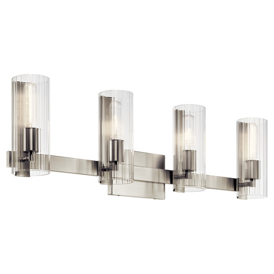 Kichler Jemsa 32" 4 Light Vanity, Brushed Nickel/Clear Fluted Glass - 55169NI