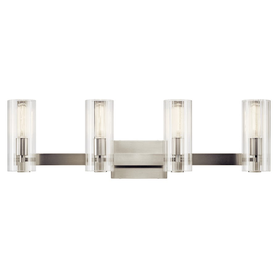 32" 4 Light Bathroom Vanity Light, Brushed Nickel