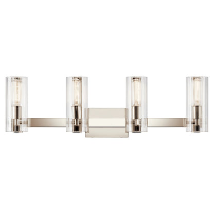 32" 4 Light Bathroom Vanity Light, Polished Nickel