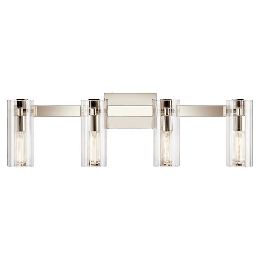 32" 4 Light Bathroom Vanity Light, Polished Nickel