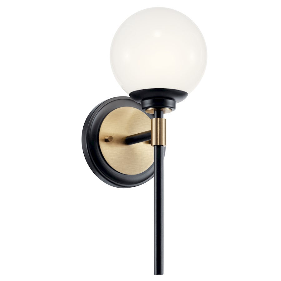 Kichler Benno 13.75" 1 Light Wall Sconce, Black/Bronze/Opal - 55170BKCPZ