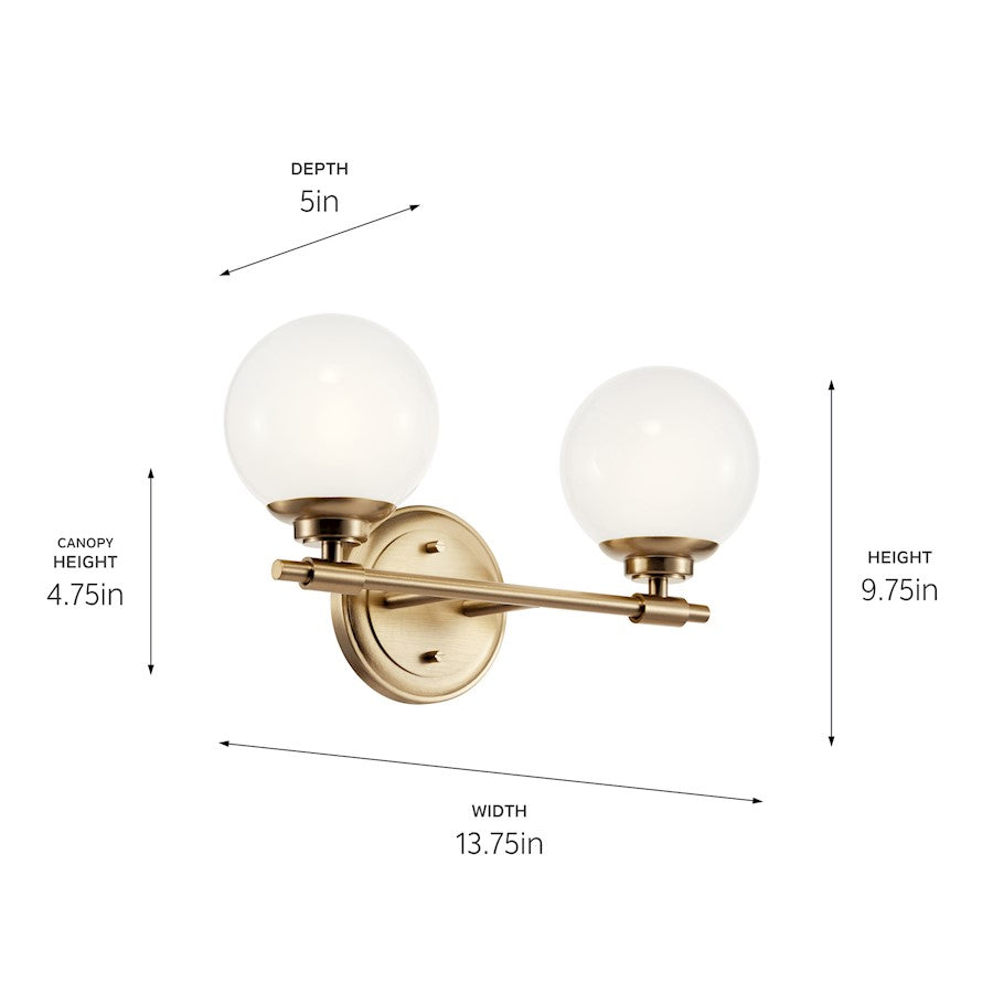 14.75" 2 Light Bathroom Vanity Light, Champagne Bronze