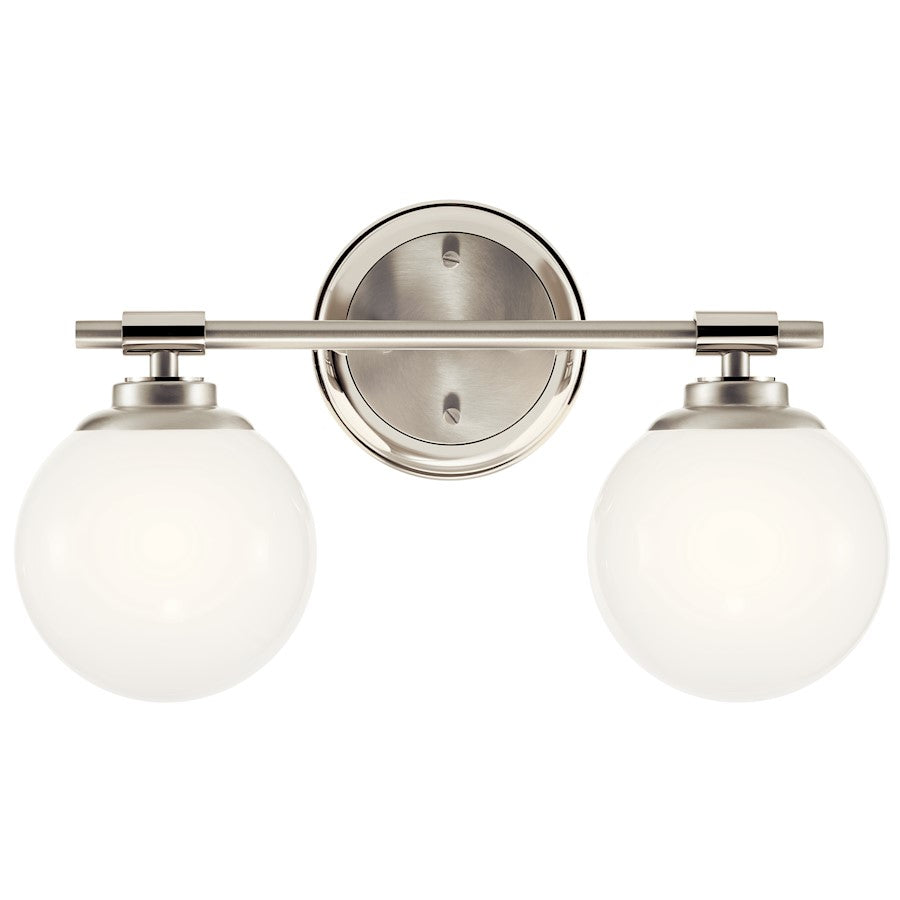 14.75" 2 Light Bathroom Vanity Light, Nickel