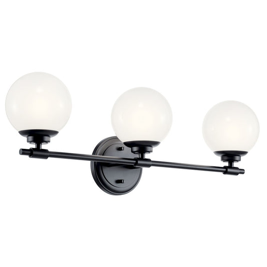 Kichler Benno 24.5" 3 Light Vanity, Black/Opal Glass - 55172BK