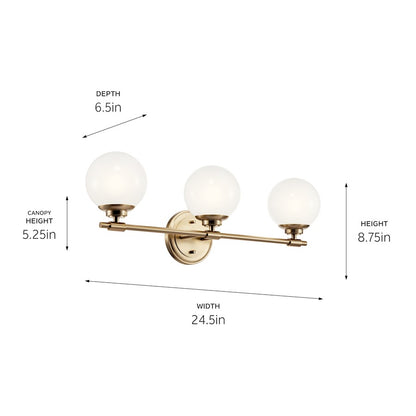 24.5" 3 Light Bathroom Vanity Light, Champagne Bronze