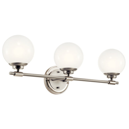 Kichler Benno 24.5" 3 Light Vanity, Nickel/Brushed Nickel/Opal - 55172PN