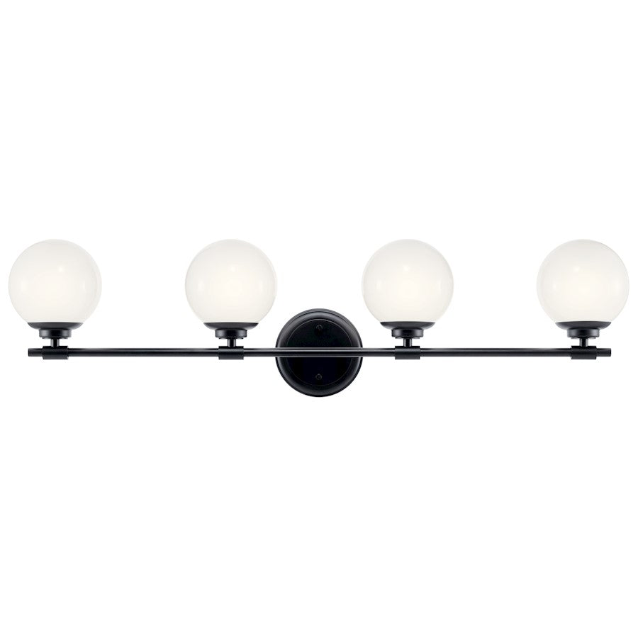 34" 4 Light Bathroom Vanity Light, Black