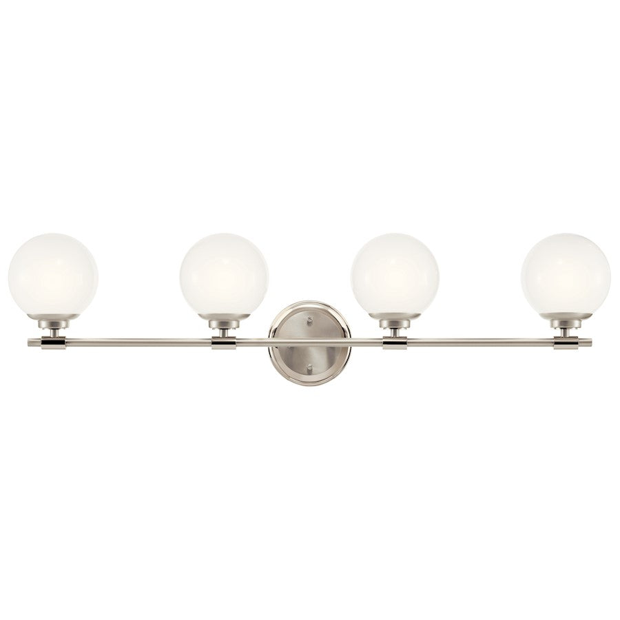 34" 4 Light Bathroom Vanity Light, Polished Nickel