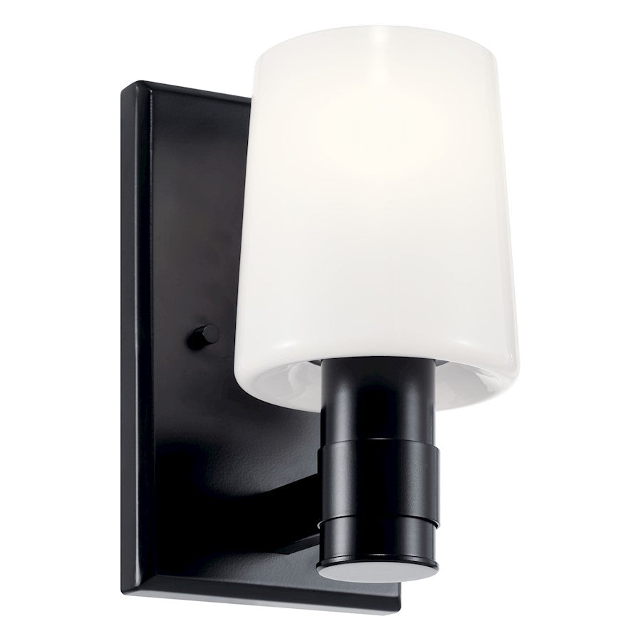 Kichler Adani 8.5" 1 Light Vanity, Black/Opal Glass - 55174BK