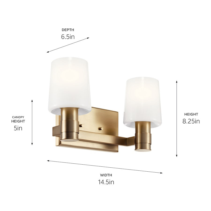 15" 2 Light Bathroom Vanity Light, Champagne Bronze