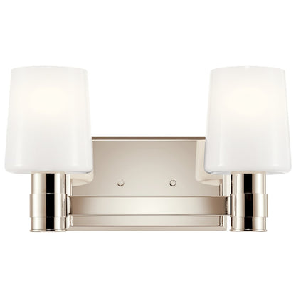 15" 2 Light Bathroom Vanity Light, Polished Nickel