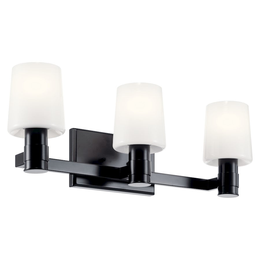 Kichler Adani 24" 3 Light Vanity, Black/Opal Glass - 55176BK