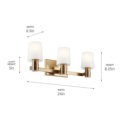 24" 3 Light Bathroom Vanity Light, Champagne Bronze