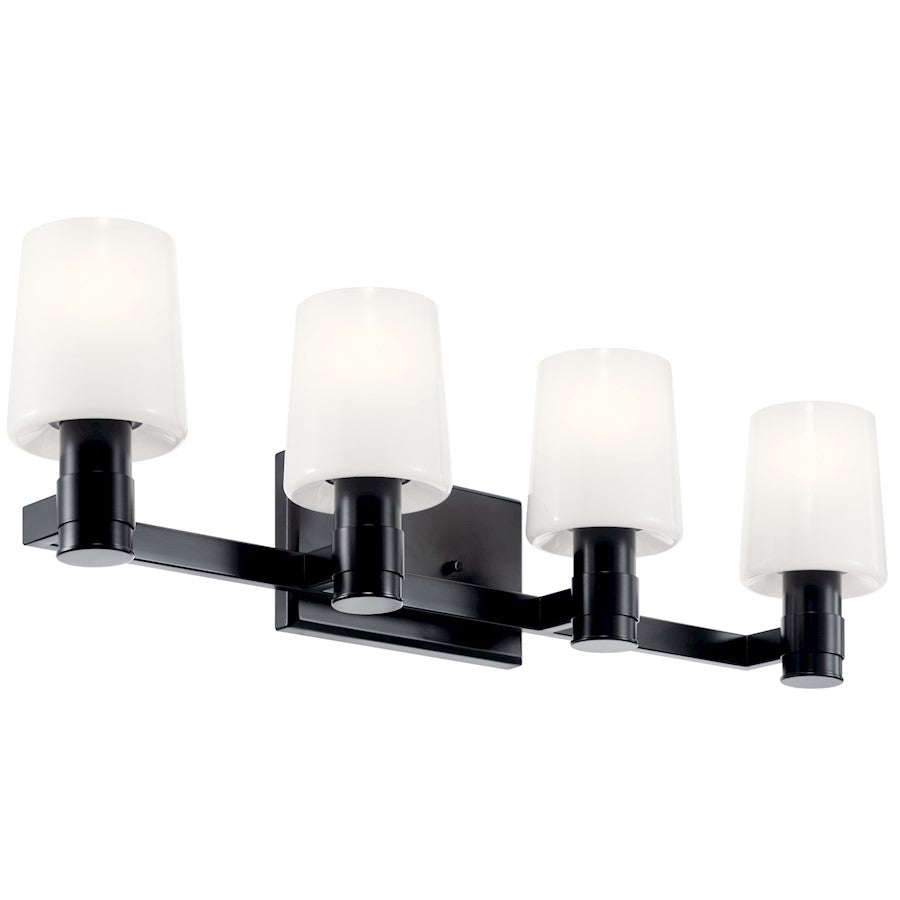 Kichler Adani 30" 4 Light Vanity, Black/Opal Glass - 55177BK