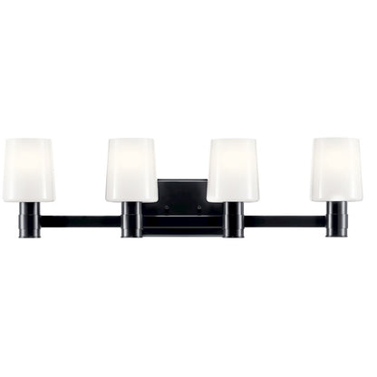 30" 4 Light Bathroom Vanity Light, Black