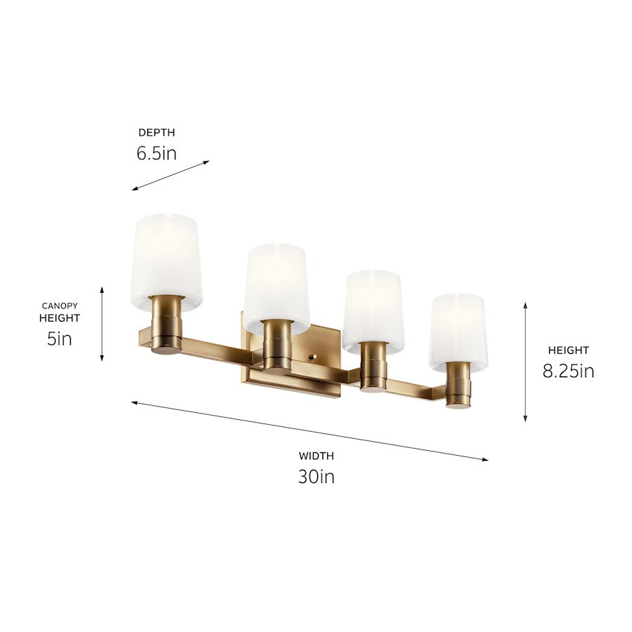 30" 4 Light Bathroom Vanity Light, Champagne Bronze