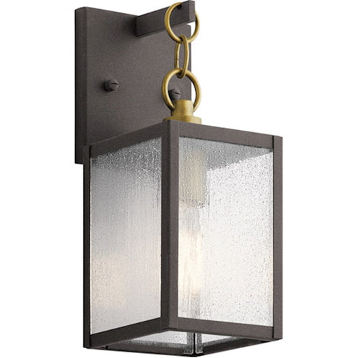 Kichler Lahden 16.75" 1 Light Outdoor Wall Light, Seeded Glass, Zinc - 59006WZC