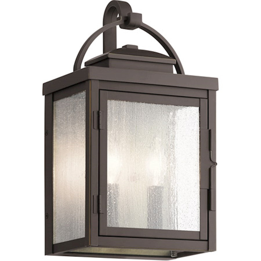 Kichler Carlson 14.75" 2 Light Outdoor Wall Light, Seeded, Bronze - 59011RZ