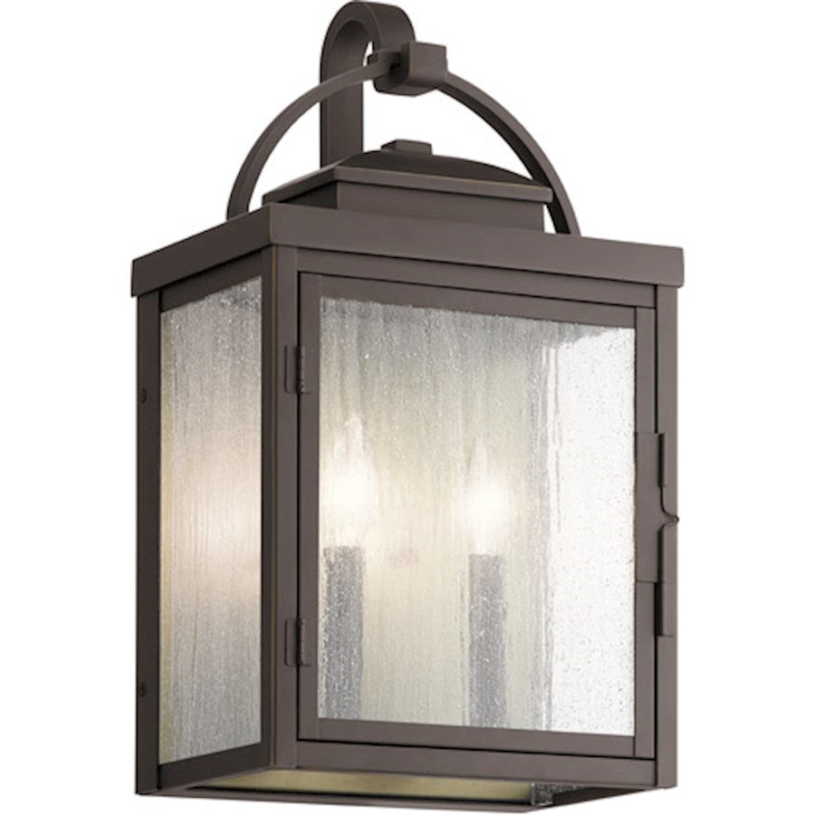 Kichler Carlson 18.25" 2 Light Outdoor Wall Light, Seeded, Bronze - 59012RZ