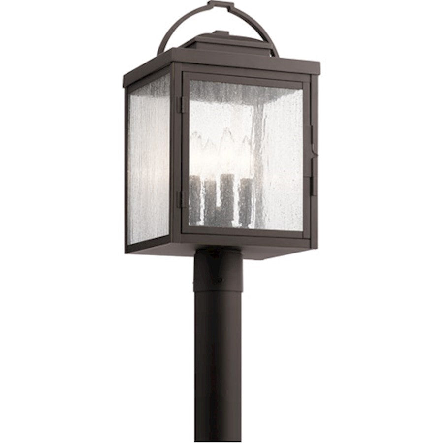 Kichler Carlson 19.5" 4 Light Post Light, Seeded Glass, Rubbed Bronze - 59013RZ