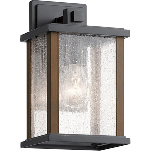 Kichler Marimount 11" 1 Light Outdoor Wall Light, Ribbed Glass, Black - 59016BK