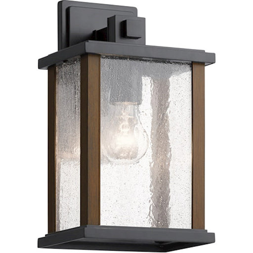 Kichler Marimount 12" 1 Light Outdoor Wall Light, Ribbed Glass, Black - 59017BK