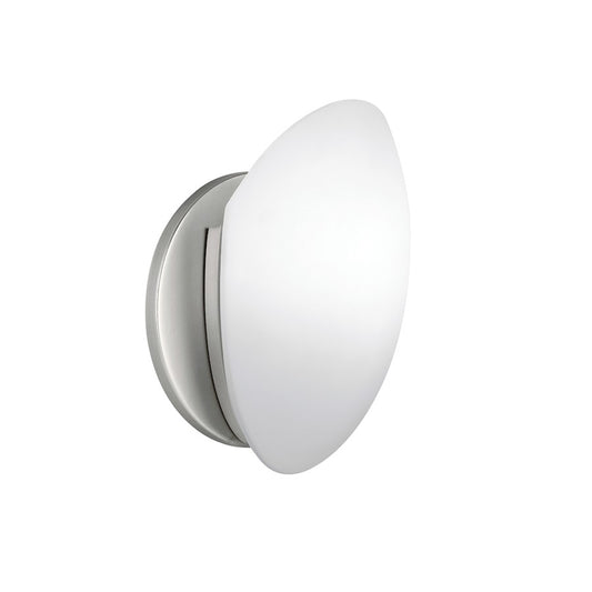 Swiss Passport 1 Light Wall Sconce, Brushed Nickel/Alabaster Swirl