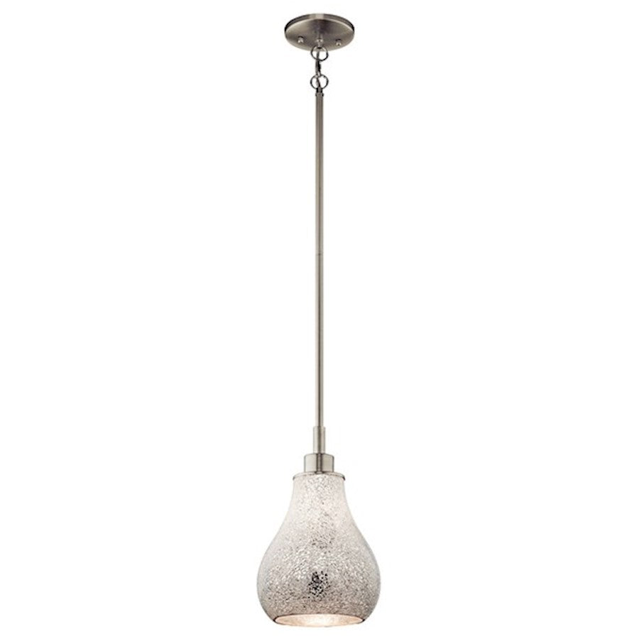 Kichler Crystal Ball 1 Lt Mini Pendant, Brushed Nickel/White Mosaic Art - 65407