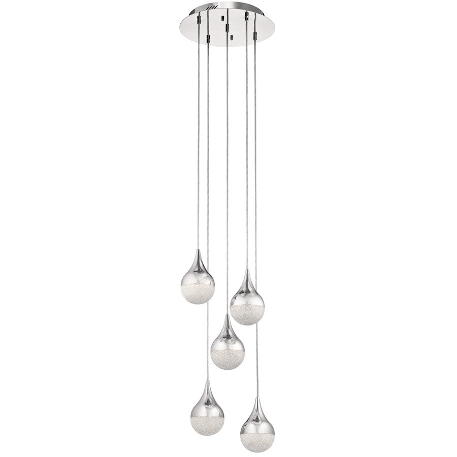 Kichler Kiss Cluster 5 Light Pendant, LED, Chrome - 83948