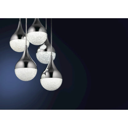 5 Light Pendant, LED, Chrome