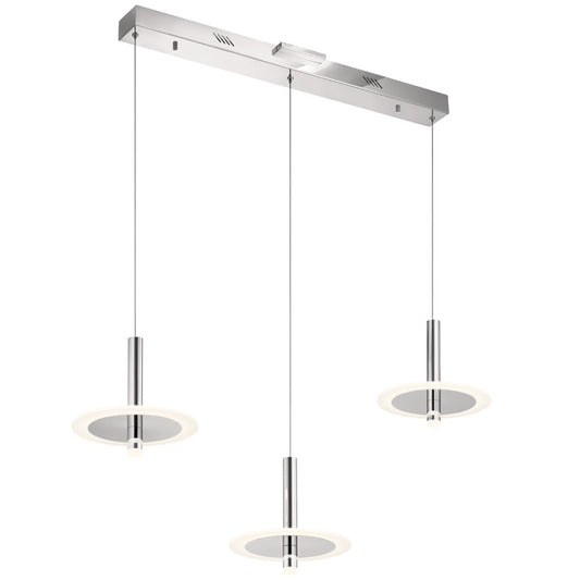 Kichler Korfu Linear 3 Light Chandelier, LED, Chrome - 84139