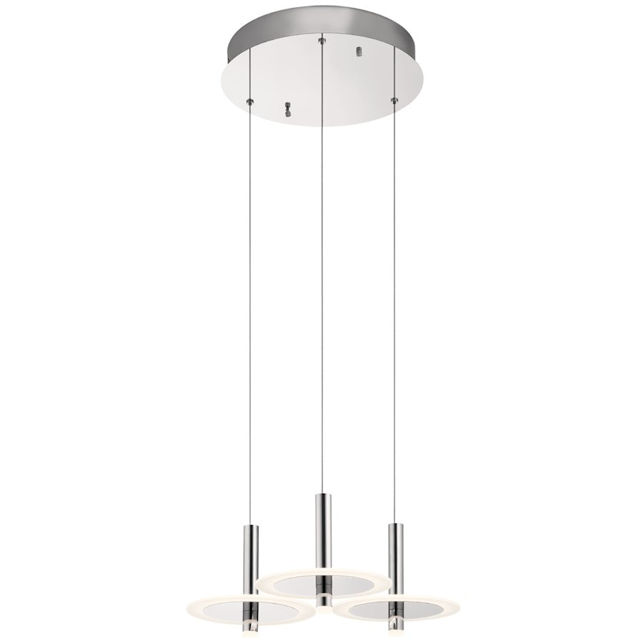 3 Light Pendant, LED, Chrome