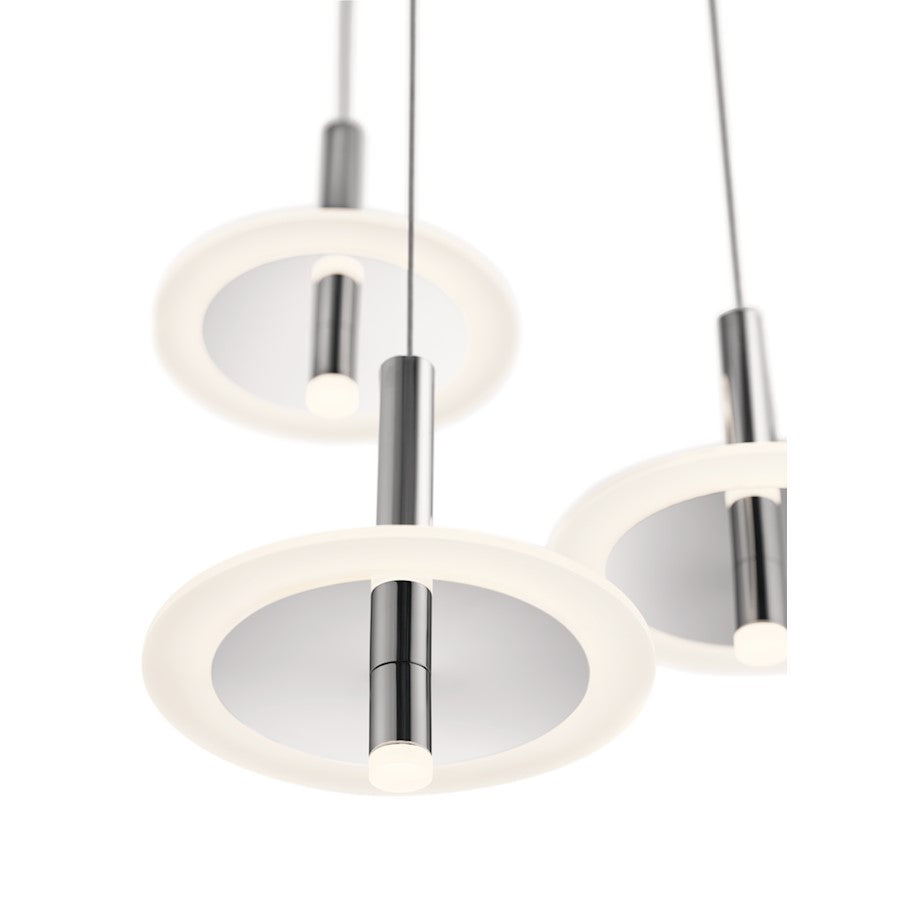 3 Light Pendant, LED, Chrome