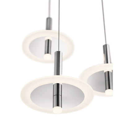 3 Light Pendant, LED, Chrome