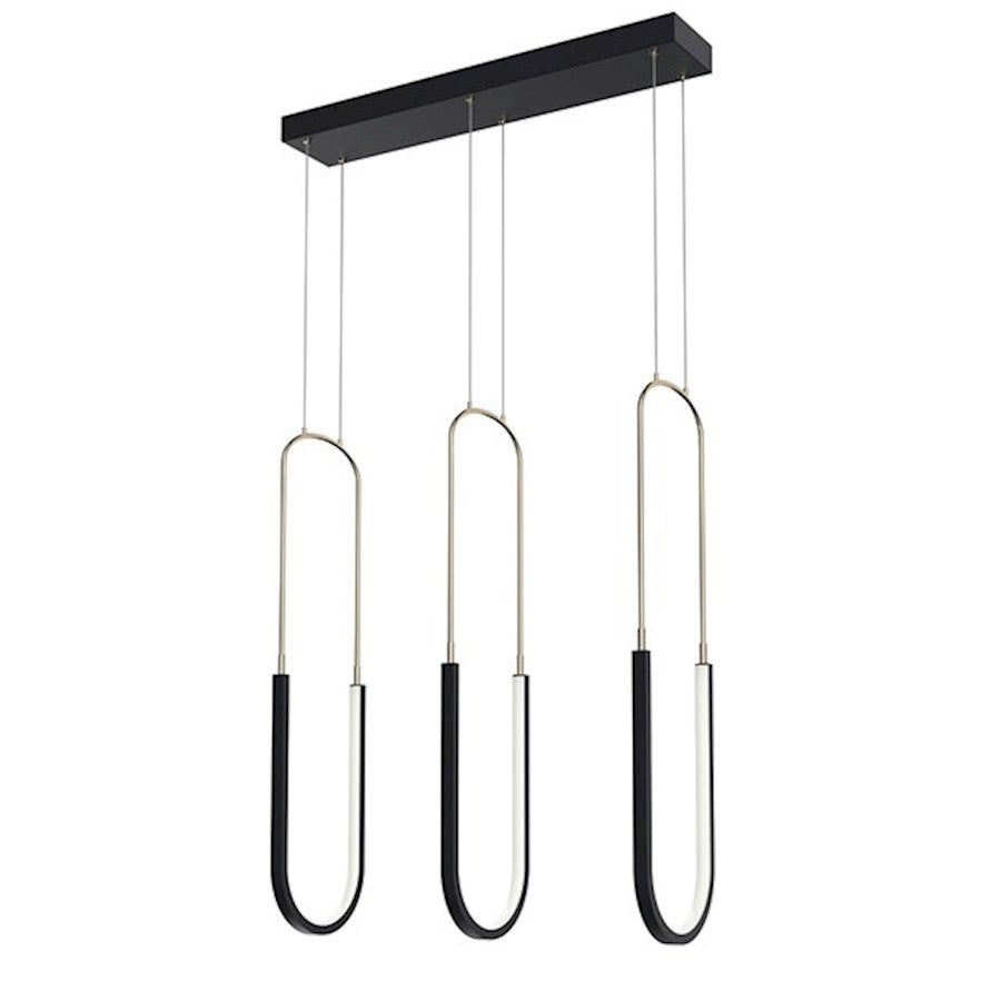 Kichler Wayan 3 Light 30" Linear Chandelier, Matte Black - 84315MBK