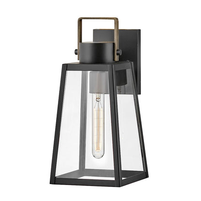 Lark Hugh 1 Light Outdoor Small Wall Mount, Black/Clear - 82000BK