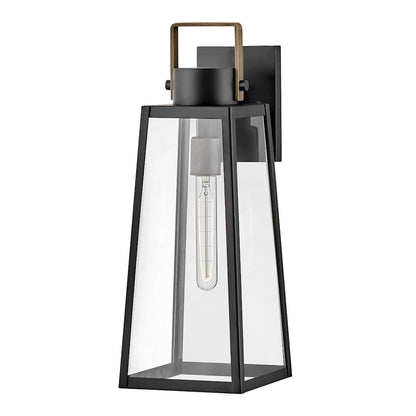 Lark Hugh 1 Light Outdoor Medium Wall Mount, Black/Clear - 82004BK