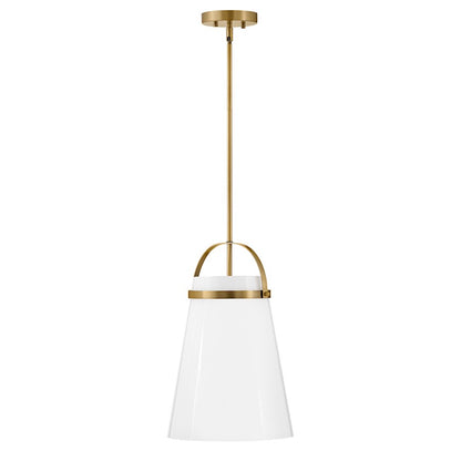 Lark Tori 1 Light Pendant, Lacquered Brass/White - 83053LCB