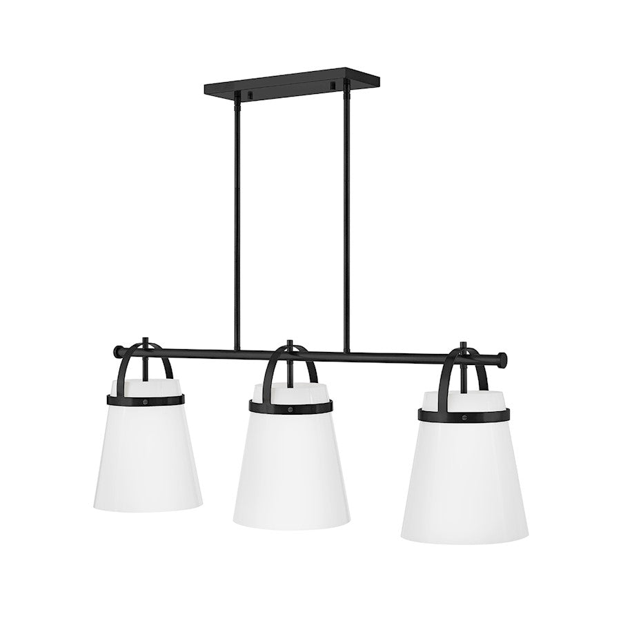 Lark Tori 3 Light Linear Chandelier, Black/Cased Opal - 83056BK