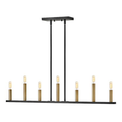 7 Light Linear Chandelier Linear, Black