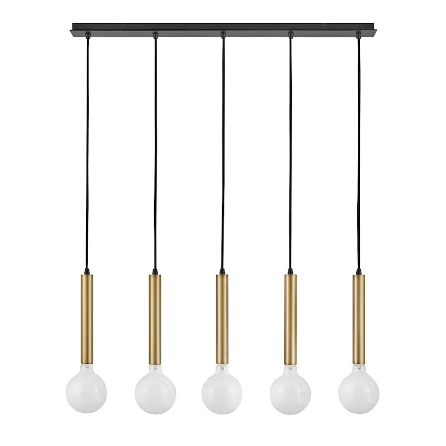 Lark Bobbie 5 Light Linear Chandelier, Lacquered Brass - 83206LCB