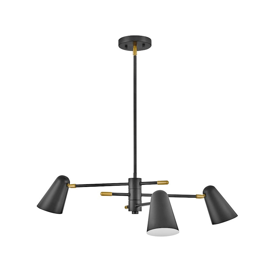 Lark Birdie 3 Light Convertible Single Tier Chandelier, Black - 83543BK