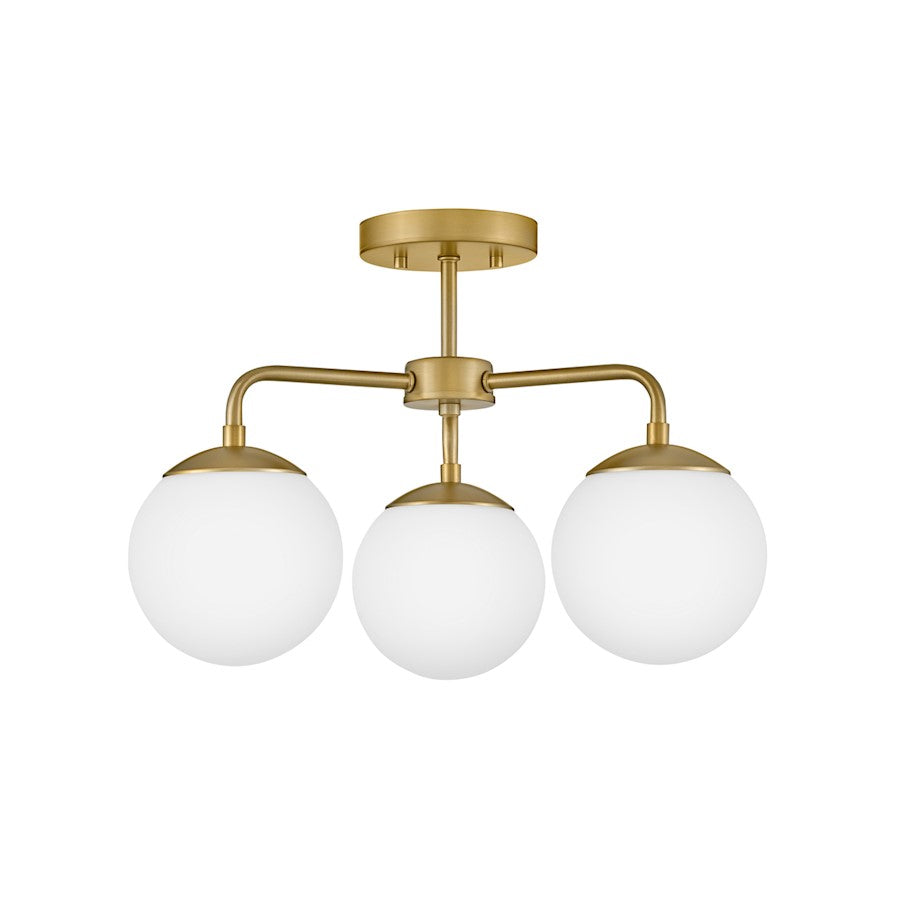 Lark Juniper 3 Light 13" Semi-Flush, Lacquered Brass/Etched Opal - 84203LCB