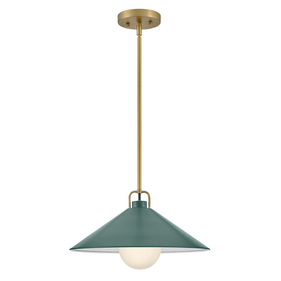 Lark Milo 1 Light 7" Pendant, Lacquered Brass/Sage Green accents - 84437LCB-SG