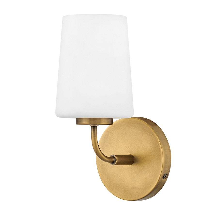 Lark Kline 1 Light Wall Sconce, Heritage Brass/White - 853450HB