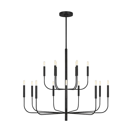 Ellen Brianna 15 Light Two-Tier Chandelier, Aged Iron - EC10015AI