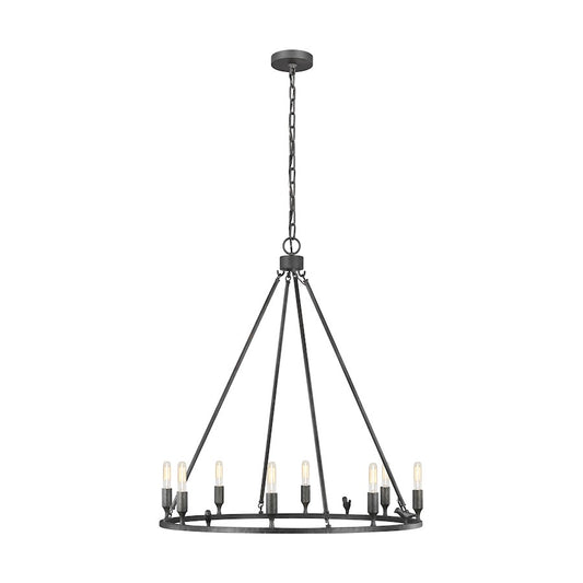 8 Light Chandelier, Aged Iron