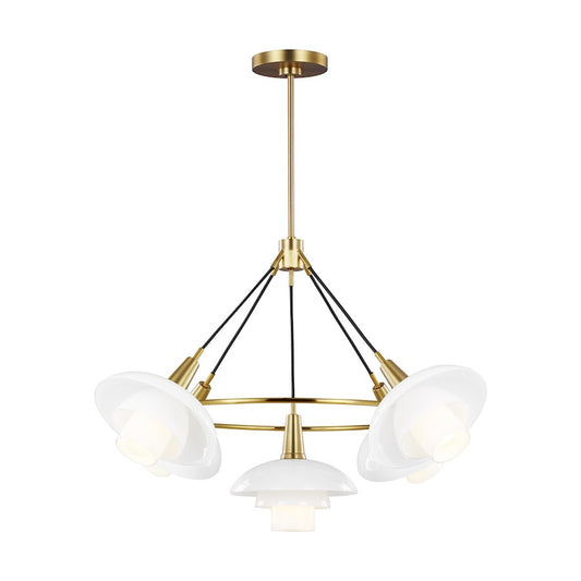 Ellen Rossie 5 Light Chandelier, Burnished Brass/Milk White - EC1235BBS