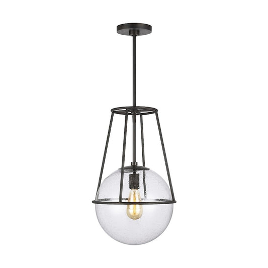 Ellen Atlas 1 Light Pendant, Aged Iron/Clear Seeded - EP1101AI