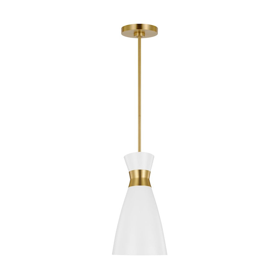 Ellen Heath 1 Light 15" Pendant, Burnished Brass/Matte White - EP1221MWTBBS